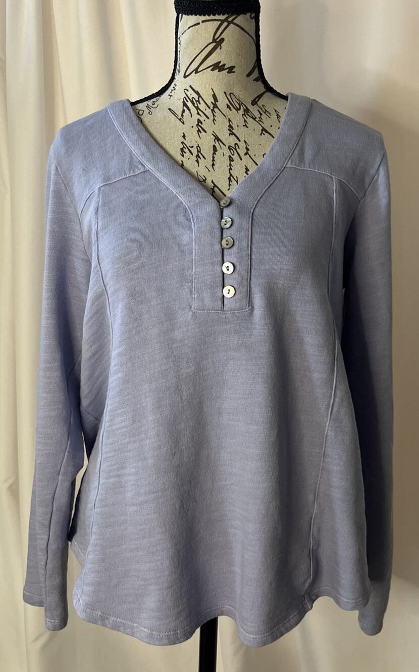 Pure Jill J. Jill Light Purple Long-Sleeve Henley Top Size Medium Petite